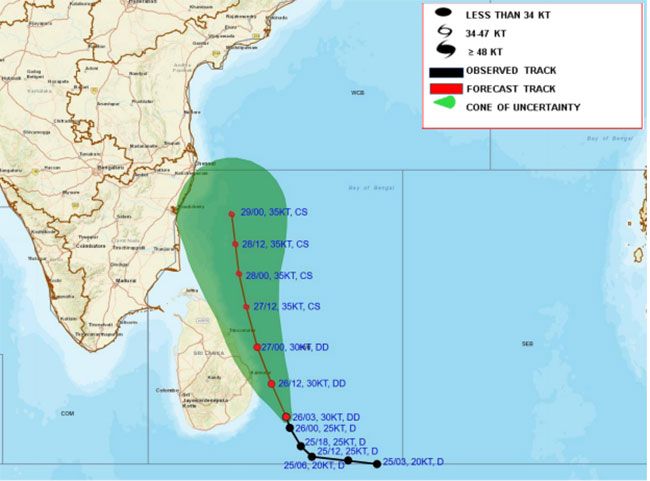 Red alert issued as deep depression intensifies near Sri Lanka Red alert issued as deep depression intensifies near Sri Lanka