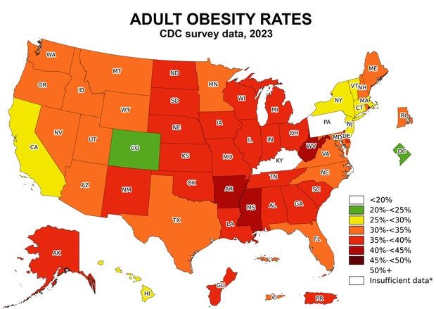 Map of U.S. obesity rates