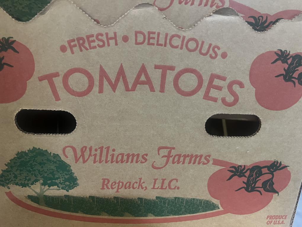 Tomatoes recalled in 14 states due to salmonella risk, FDA says 2 1-williams-farm-case.jpg