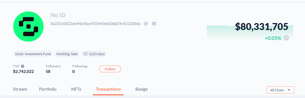 1inch Investment Fund Just Bought $10 Million of Ethereum (ETH), Why are Big Boys Stacking? 3 1inch Investment Fund holding: Debank