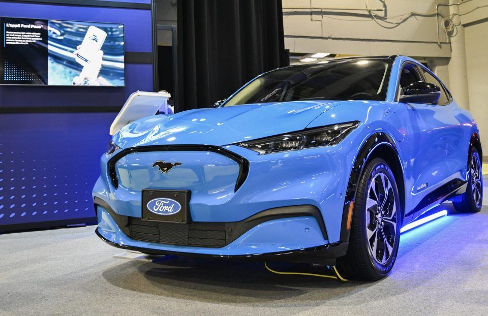 The beloved Ford Capri is back—or is it? 1 A 2024 Ford Mustang Mach-E electric vehicle (EV).