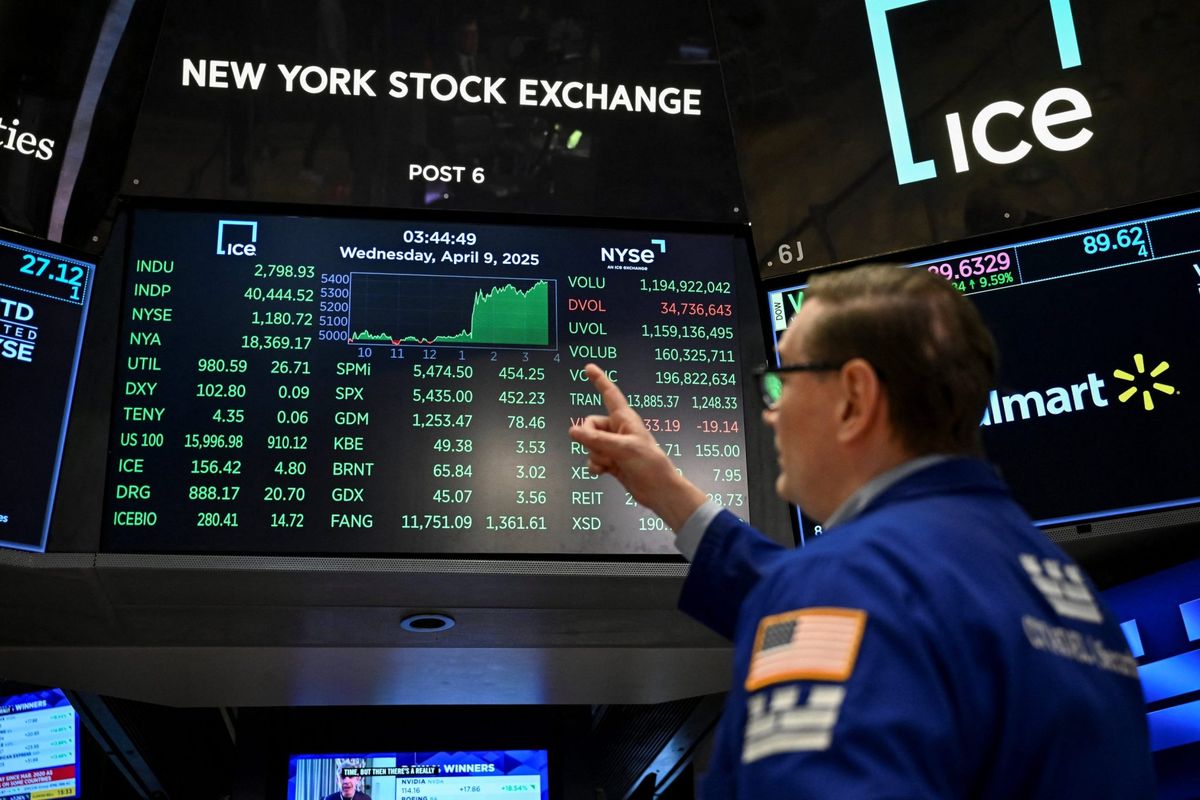 Wall Street tumbles, then climbs, as trading begins and volatility continues on Friday 1 5c3878dd GettyImages 2208756221 e1744378895566