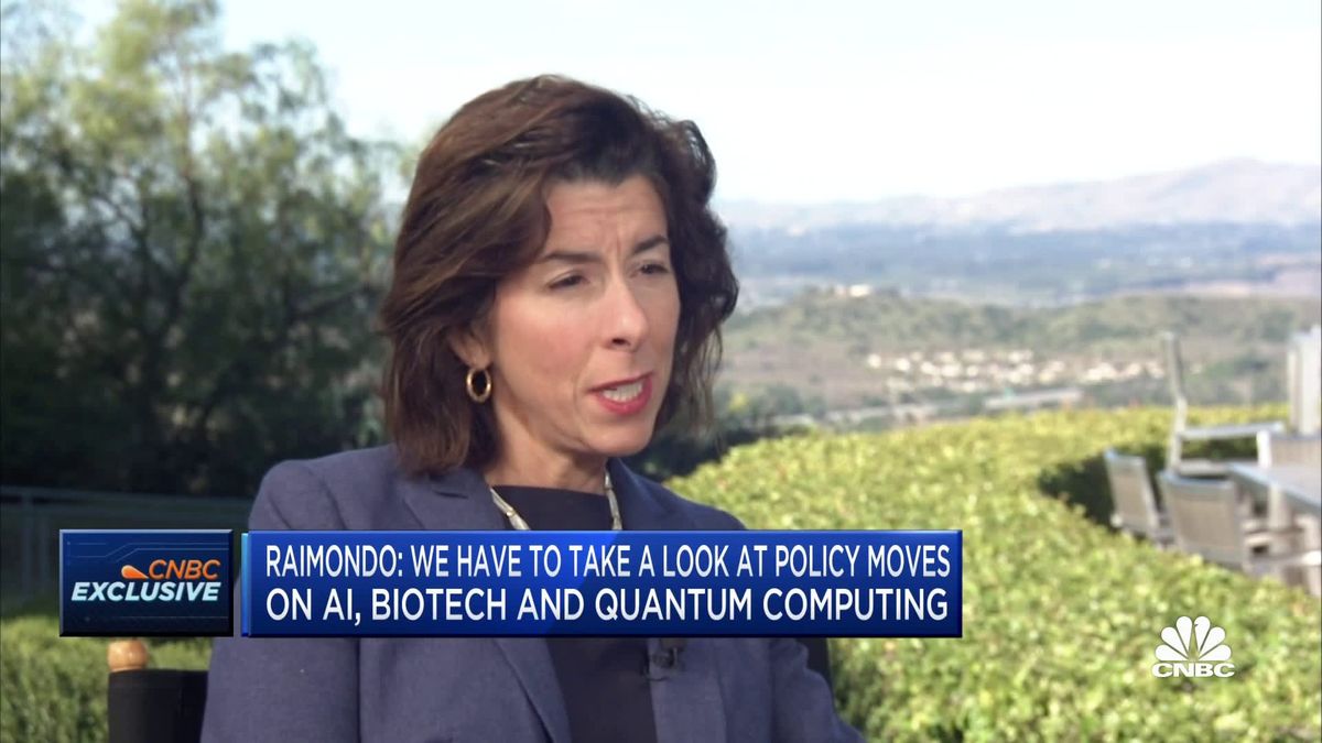 U.S. export controls need to 'change constantly' even if it's tough for businesses, Secretary Raimondo says 1 Sec. Gina Raimondo: Threat from China is large and growing, can't let it access top tier AI chips