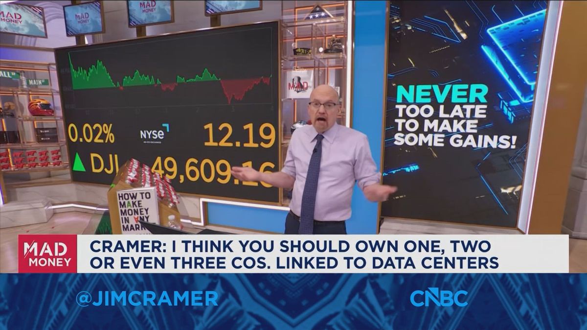 Jim Cramer says 'it's not to late' to own AI winners powering the market 1 You should own one, two or even three companies linked to data centers, says Jim Cramer