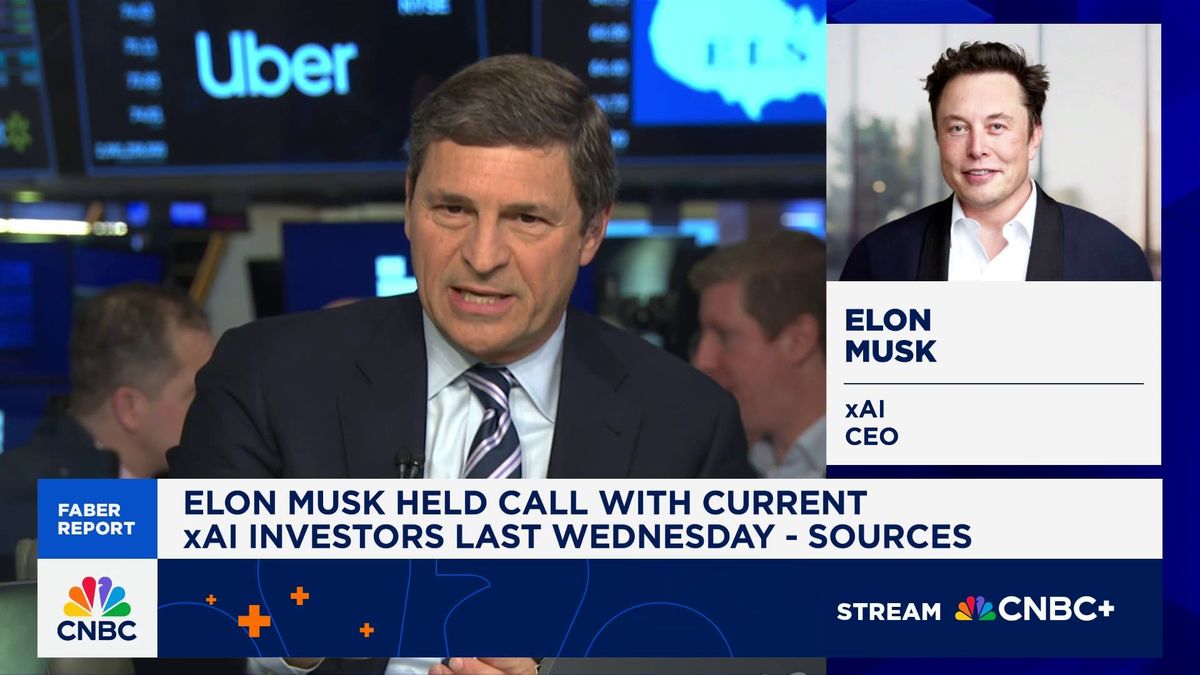 Elon Musk's xAI Holdings in talks to raise $20 billion, Bloomberg News reports 1 Faber Report: Elon Musk held call with current xAI investors, sources say