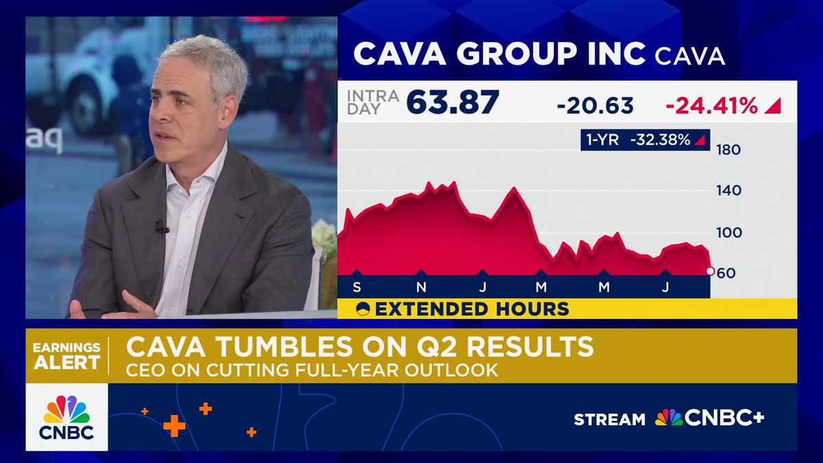 Cava stock plummets after company lowers forecast on disappointing same-store sales growth 1 Cava CEO Brett Schulman on Q2 results: Very excited about the long-term trajectory of the business