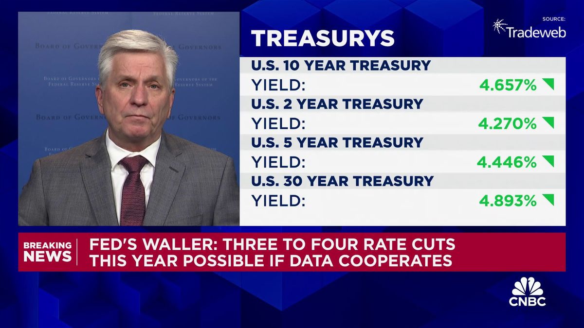 Fed Governor Waller sees potential for multiple interest rate cuts in 2025 1 Fed's Waller: Rates could fall in the first half of the year if data stays on trend