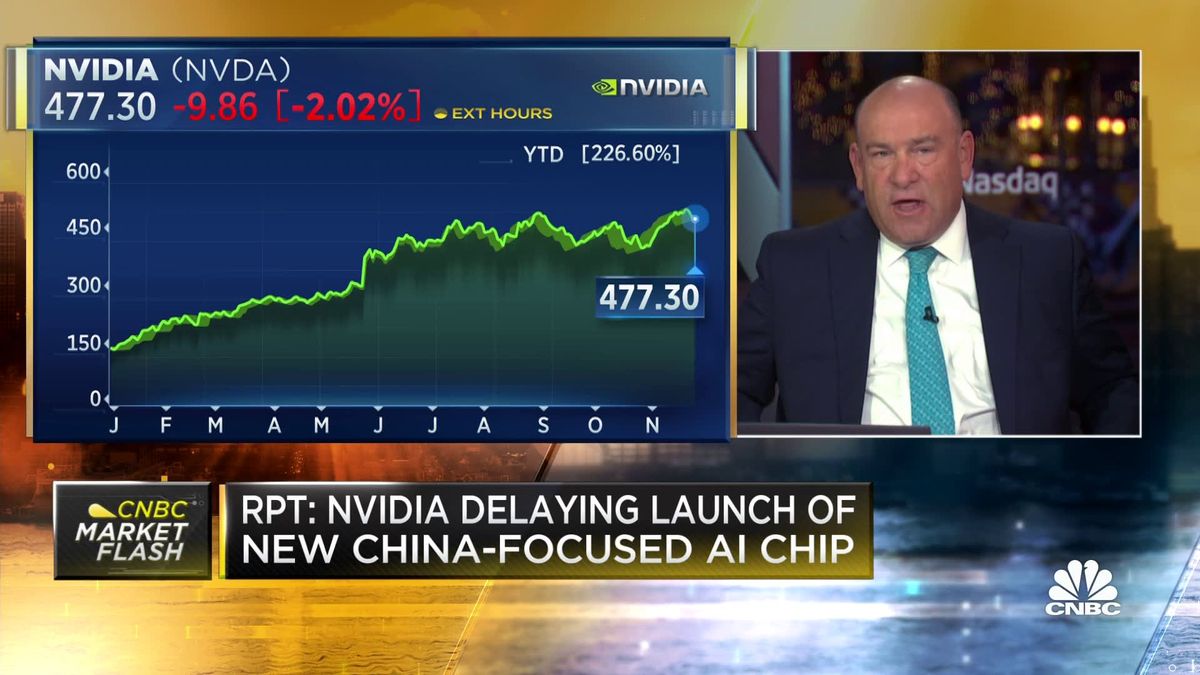 Nvidia shares close down on report it delays China AI chip designed to comply with U.S. export rules 1 Nvidia delays launch of new China-focused AI chip designed to comply with U.S. export rules: Reports