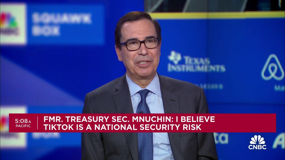 Former Treasury Secretary Mnuchin is putting together an investor group to buy TikTok 1 Former Treasury Secretary Mnuchin: I'm going to put together a group to buy TikTok