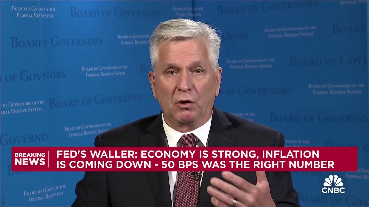 Fed Governor Waller says inflation softening faster than he expected put him in half-point-cut camp 1 Fed Governor Waller says inflation softening faster than he expected put him in half-point-cut camp