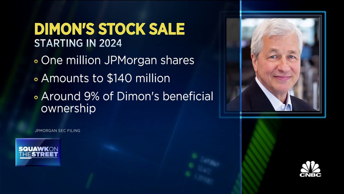 JPMorgan Chase stock slips after bank says CEO Jamie Dimon is selling 1 million shares 1 JPMorgan CEO Jamie Dimon to sell 1 million shares of the bank