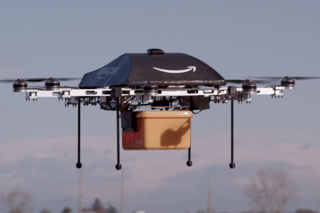 Amazon to test Prime Air drone delivery service in the UK 1 Amazon tests its first drone delivery and it took 13 minutes