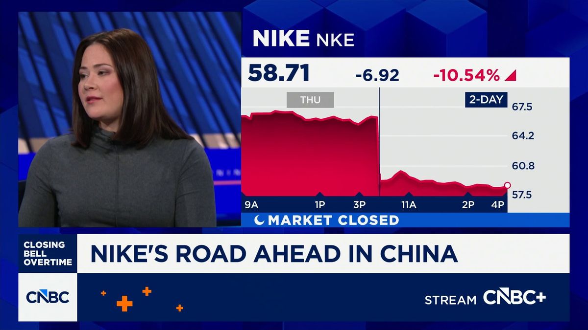 Nike shares fall 9% on weak outlook, expected 20% sales decline in China 1 What to know about Nike's road ahead in China