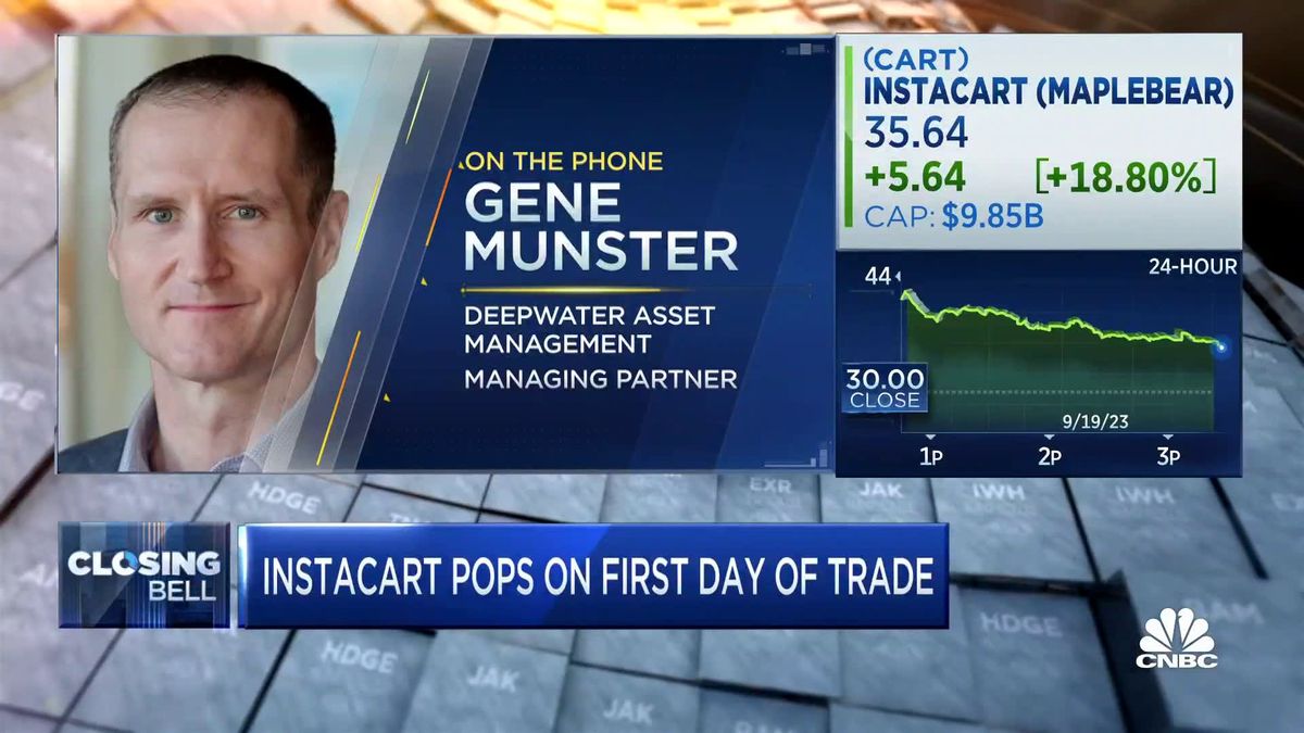 Instacart's 11% plunge on second day of trading wipes out almost all of its IPO gains 1 Deepwater's Gene Munster is betting on Uber over Instacart
