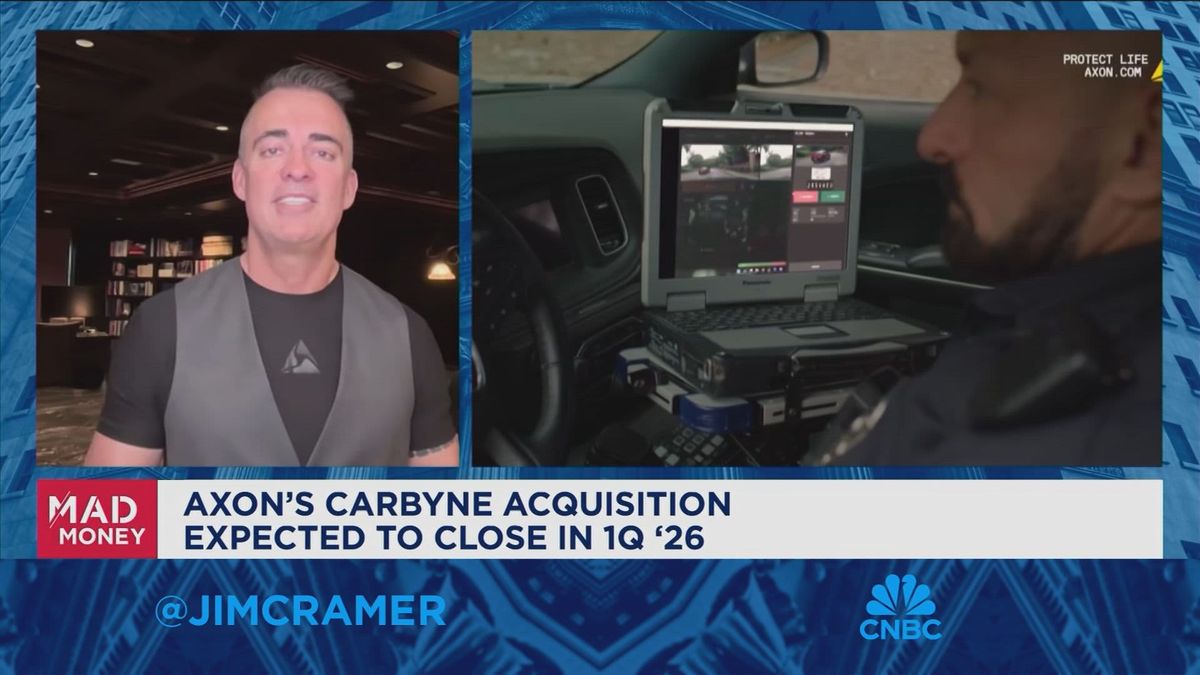 Taser-maker Axon pops 20% as AI boosts demand for its software tools 1 Axon CEO Rick Smith talks acquiring emergency tech firm Carbyne