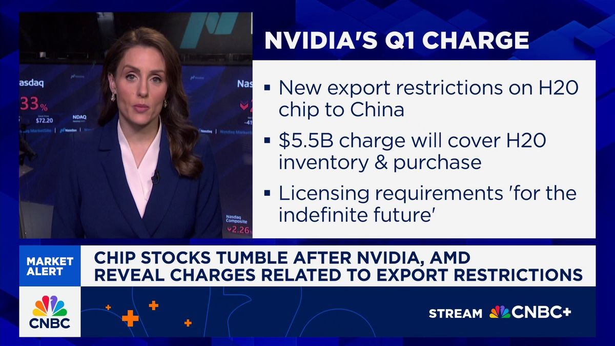 Chip stocks fall as Nvidia, AMD warn of higher costs from China export controls 2 Chip stocks fall as Nvidia, AMD warn of higher costs from China export controls