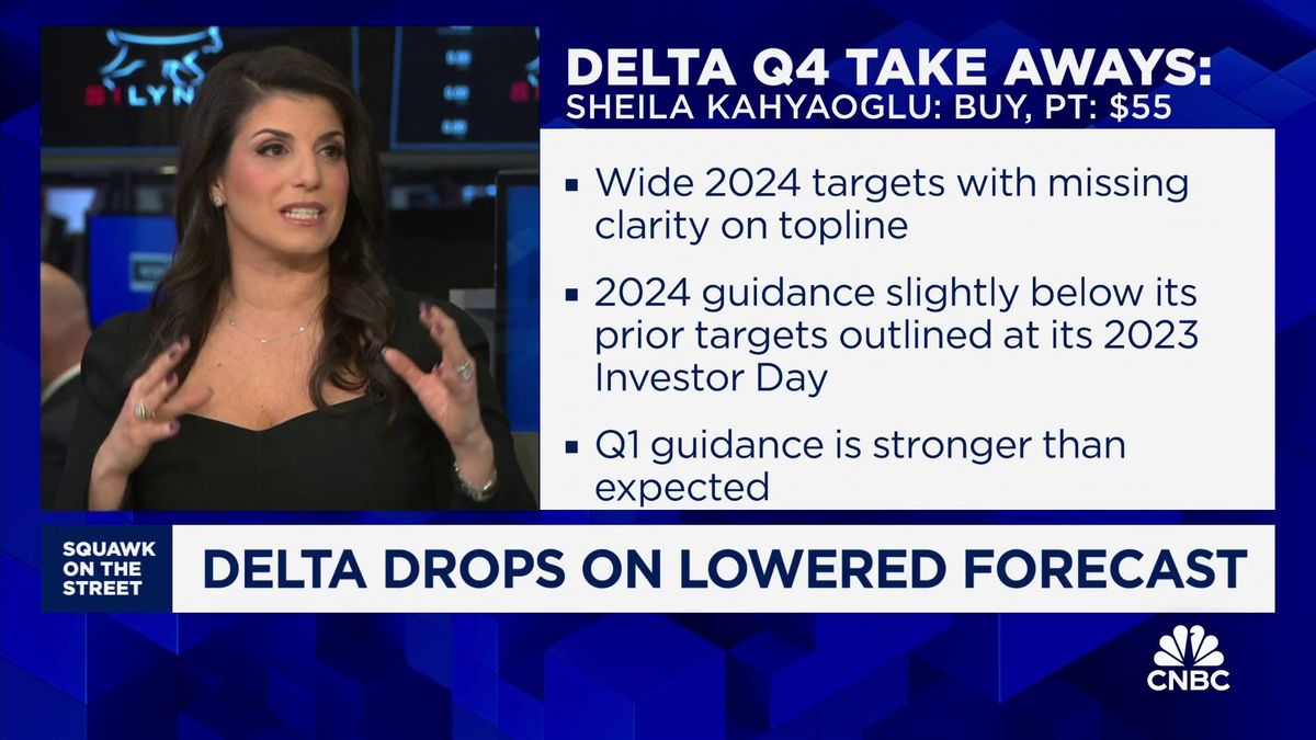 Airline stocks tumble after Delta trims profit forecast 1 Delta's Q1 guidance is stronger than expected: Jefferies' Sheila Kahyaoglu