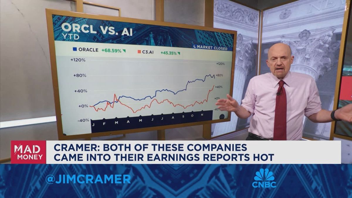 Larry Ellison wraps up banner year as Oracle's stock rallies most since dot-com boom 2 Oracle and C3.ai both came into their earnings reports hot, says Jim Cramer