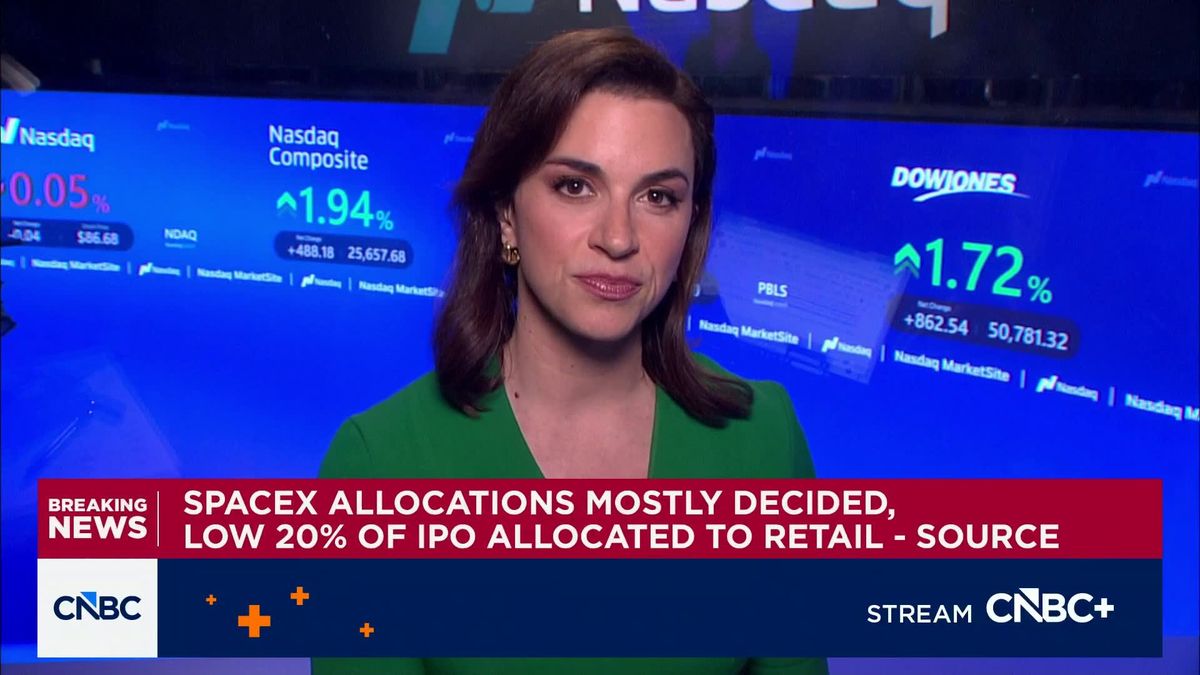 SpaceX cuts retail IPO allocation to low 20% range, source says 1 SpaceX allocations mostly decided, only 20% of IPO allocated to retail