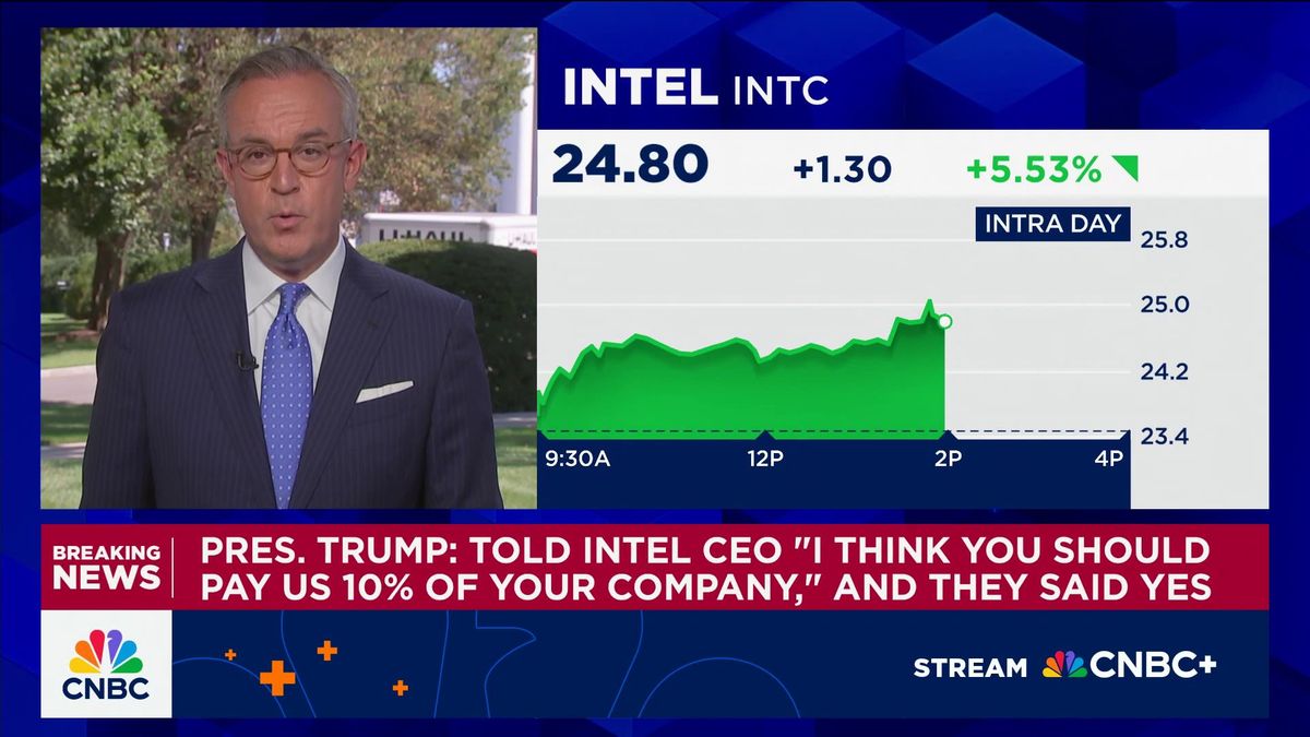U.S. government takes 10% stake in Intel, as Trump expands control over private sector 1 President Trump says Intel CEO agreed to pay U.S. 10% of the company