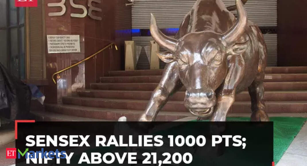 Sensex rallies 1000 pts on Fed’s dovish stance; Nifty above 21,200; IT, real estate stocks gain