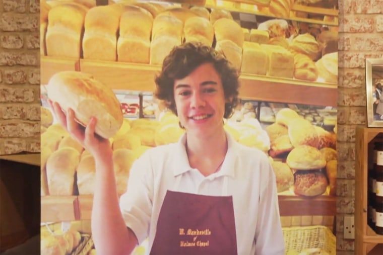 As he was: Harry Styles superfans flock to his tiny hometown's walking tour 1 A poster of Harry Styles inside the W. Mandeville bakery in Holmes Chapel, northern England, where the pop star once worked.