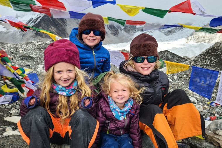 Meet the families who’ve taken children as young as 2 to Everest Base Camp 4 The Matulis kids at Everest Base Camp in 2022.