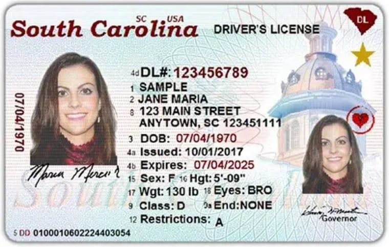 What you need to know about the REAL ID requirements 1 An example of a South Caroline REAL ID