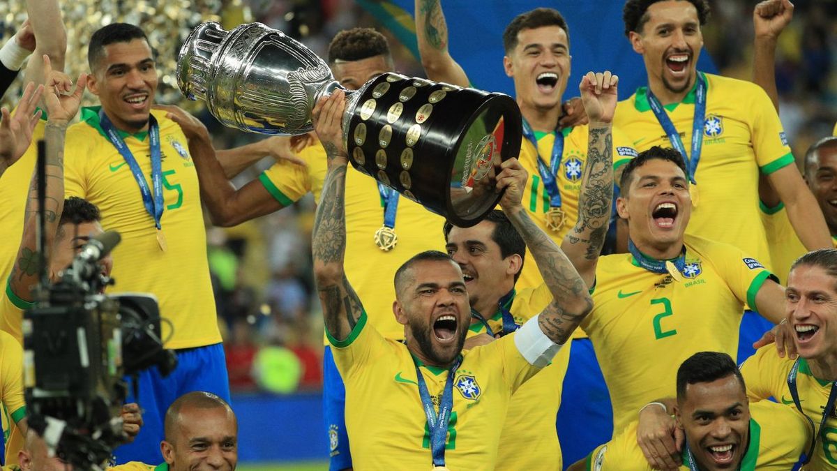 Brazilian soccer star Dani Alves under investigation for alleged sexual assault | CNN 1 Dani Alves jcelebrates with teammates after winning the Copa America in 2019 after beating Peru in the final.