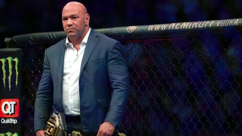 UFC president Dana White does not expect punishment for domestic violence incident | CNN 1 White waits to place the UFC lightweight championship belt on Charles Oliveira after the Brazilian's victory against Michael Chandler in 2021.