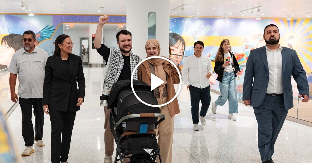 Video: Mahmoud Khalil Lands at Newark After Months of Detention