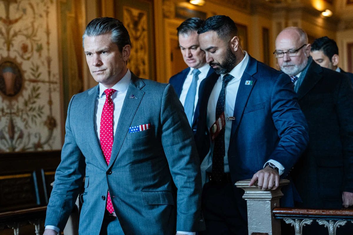 Video: Lawmakers Demand the Release of Classified Boat Strike Video 1 Defense Secretary Pete Hegseth walking through a hallway ahead of small group of others.