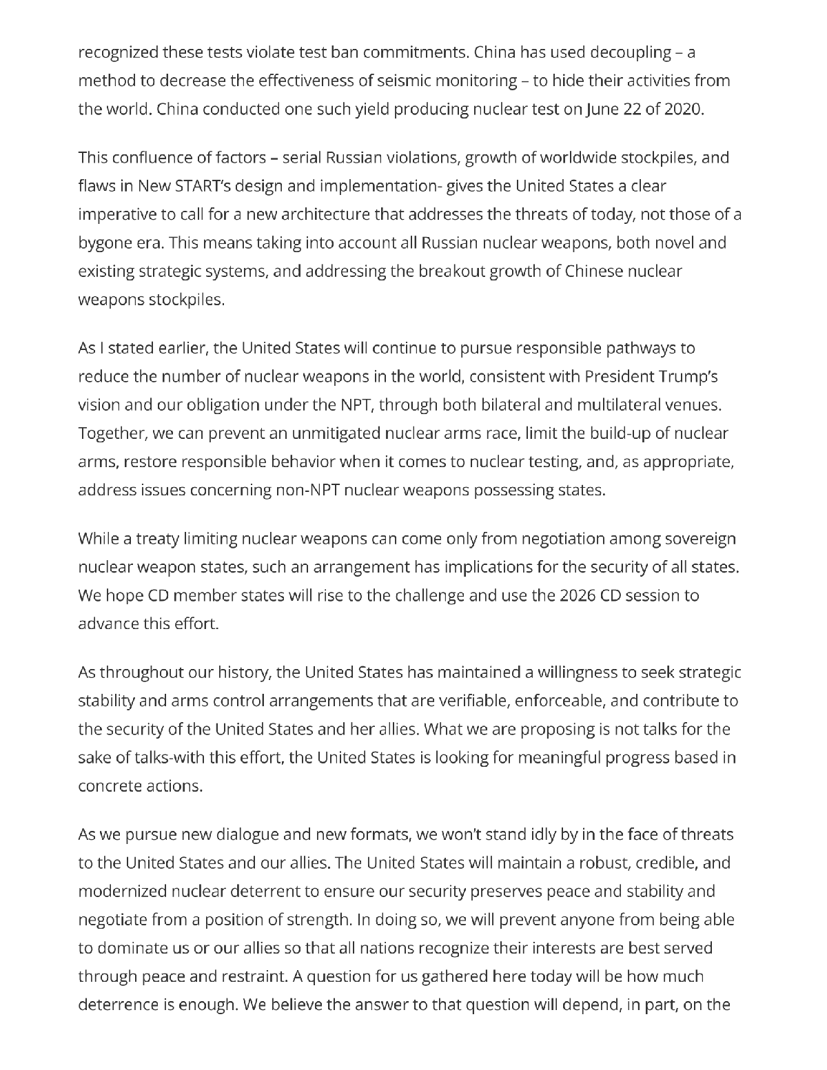 What a Speech Reveals About Trump’s Plans for Nuclear Weapons 6 Page 6 of undefined PDF document.