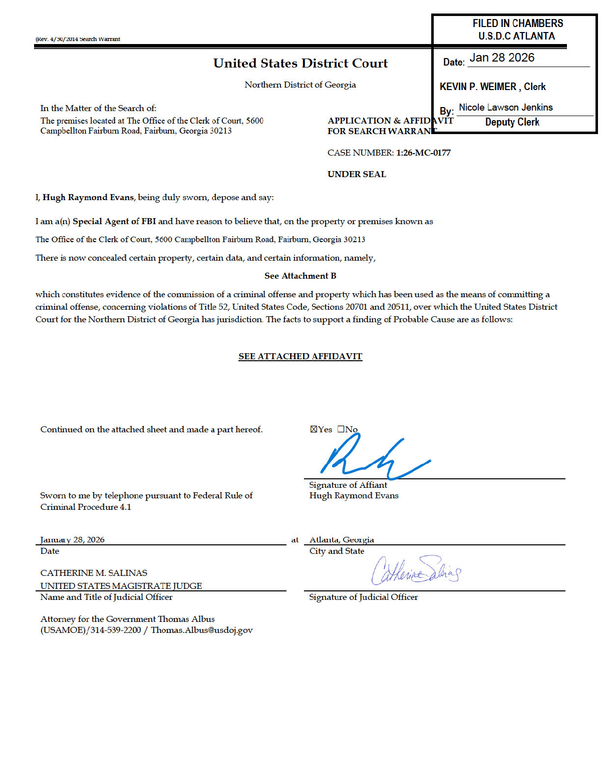 Read the Fulton County search warrant affidavit 1 Page 1 of 23