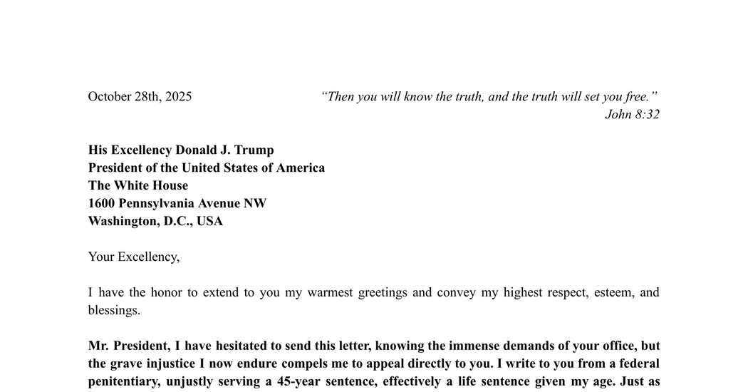 Read Former Honduran President’s Letter to Trump Read Former Honduran President’s Letter to Trump