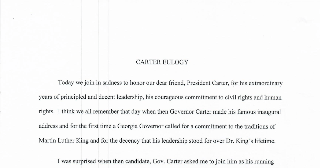 Read Walter Mondale’s Eulogy of Jimmy Carter Read Walter Mondale’s Eulogy of Jimmy Carter