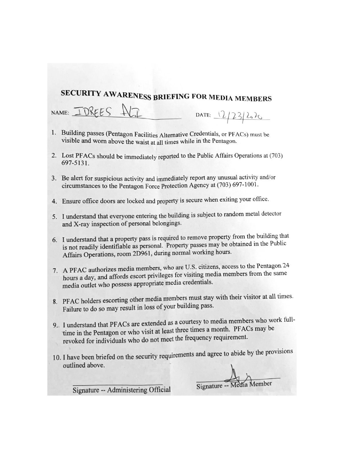 How the Pentagon Is Blocking Out News Organizations 1 Page 1 of undefined PDF document.