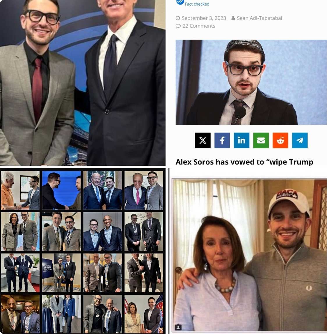 How Trump Is Using Truth Social to Concoct and Spread Conspiracy Theories 5 Times alt text of image in post: A grid of images that all feature Alex Soros, George Soros's son.