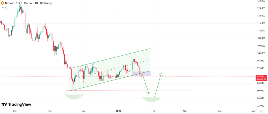 Bitcoin To $80,000? Analyst Warns Of Potential Free Fall As BTC Erases 2026 Gains 1 bitcoin
