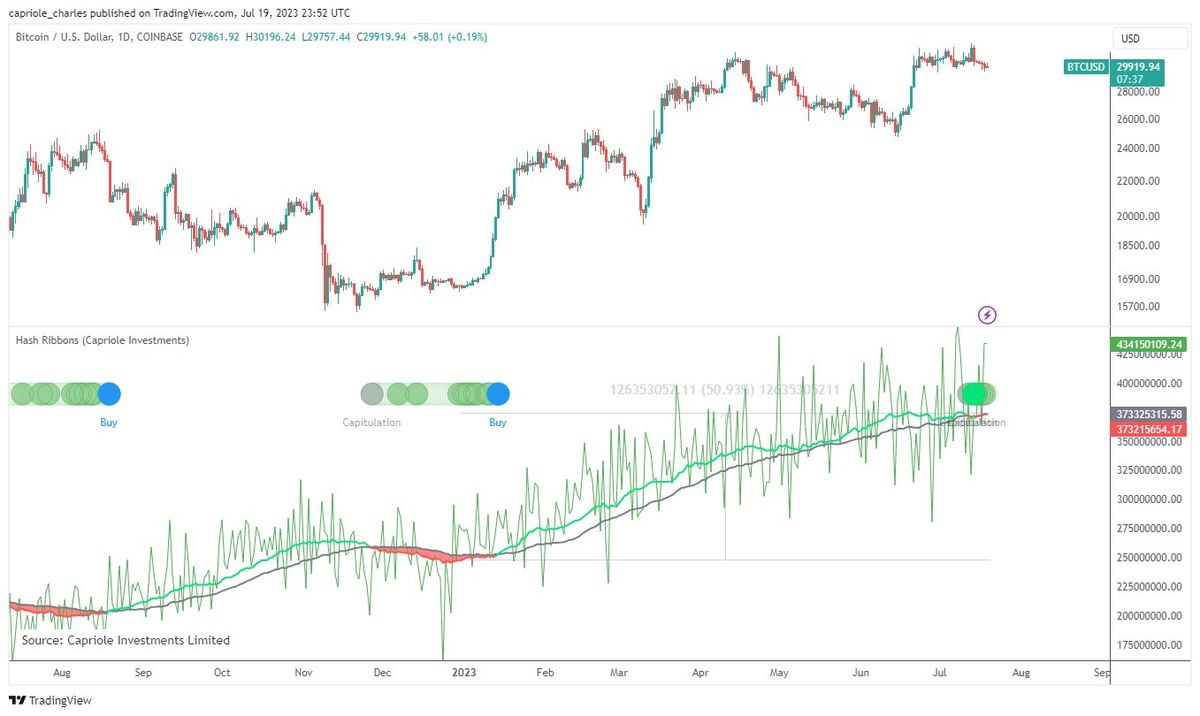 Bitcoin Hash Ribbons Capitulation Triggers Cautionary Outlook 1 Bitcoin hash ribbons capitulation