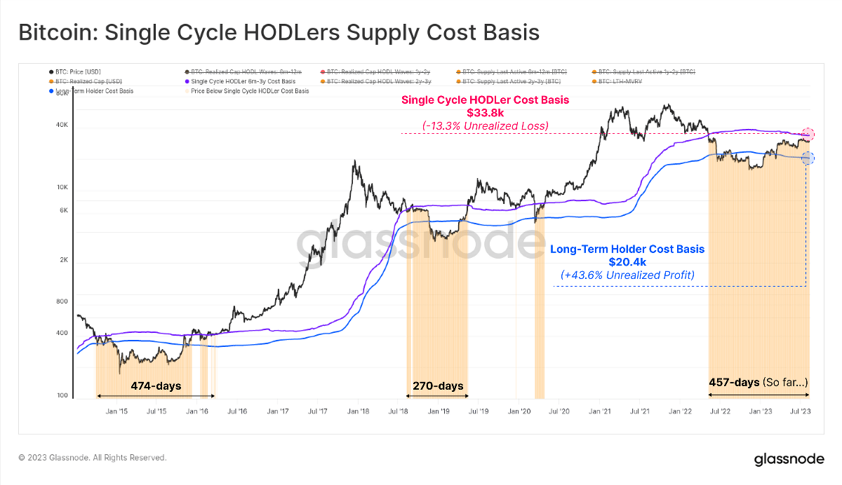 Silent Bitcoin Storm: Glassnode's Beneath-the-Surface Revelations 3 Single Cycle HODLers Supply Cost Basis